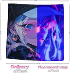 HOUHUANG Anime Fluorescent Tapestry - 59x59 Inches Large Wall Hanging for Room Decoration, Glow-in-the-Dark Trippy Boho Style with Blacklight Effects, Perfect for Bedroom and Custom Tapestry Lovers (fashion girl)
