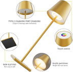 2-Pack LED Cordless Table Lamp with RGB & Stepless Dimming, 3W 5500mAh Rechargeable Desk Lamps Battery Operated Table Light Stepless Dimmable Portable Table Lamp for Table/Bedroom/Outdoor (Gold)