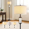 65" Modern Floor Lamp for Living Room with 2 Light Sources, Industrial Black Tall Standing Lamps with Nightlight, Retro Floor Light for Bedroom Office Reading Room, Bulbs Included