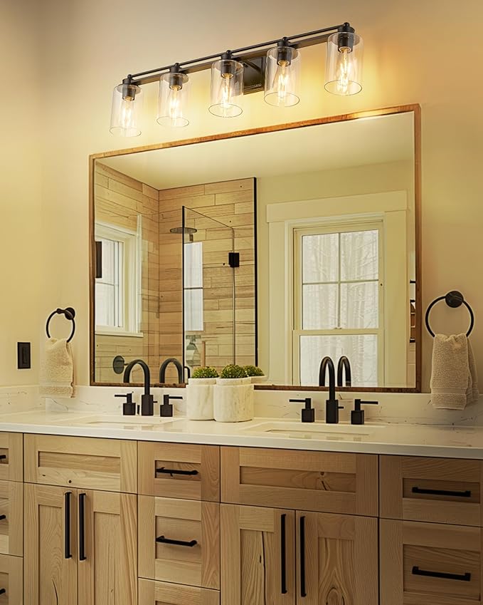 Bathroom Light Fixtures, HWH 5-Light Vanity Lights Over Mirror, 37-inch Farmhouse Wall Light, Oil-Rubbed Bronze Finish, 5HLT63B-5W ORB
