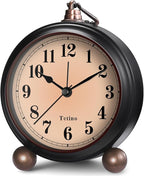 Analog Alarm Clock,Battery Powered Desk Clocks with Night Light,Silent Non Ticking,Retro Simply Design Alarm Clocks for Living Room, Bedroom, Bedside,Dormitory,Decor,Gift (Black)