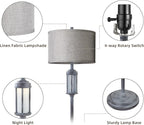 65'' Rustic Floor Lamp for Living Room with 2 Light Sources, Frosted Nightlight Vintage Farmhouse Tall Standing Lamp for Bedroom Reading Room Office Corner, Bulb Included