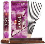 TRUMIRI Sage Incense Sticks & Holder Bundle: 120 Sticks (6 Packets of 20), 1 Holder