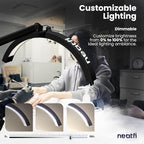 Neatfi Half Moon LED Table Lamp for Estheticians, Nail Tech, and Cosmetician for Manicure Art, Facial, Waxing, Threading and Tattoo, 2500 Lumens, 5 Light Modes (with Clamp, Black)