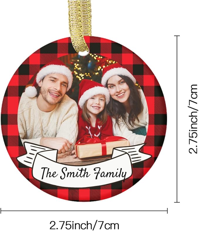 Personalized Custom Photo Ornaments for Christmas Tree - Ceramic Hanging Xmas Ornaments for Couples, Family, Wedding