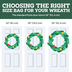 ZOBER Christmas Wreath Storage Container 30 Inch - Wreath Bag Fits 2 Wreaths Box - 600D Oxford Fabric - Interior Compartment for Storing Garlands, Wreaths Storage Bag W Strong Durable Handles - Red