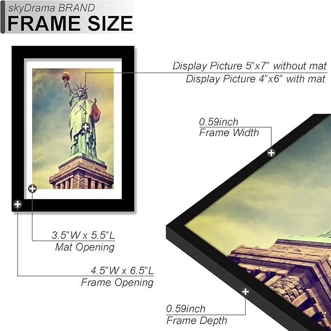 100% Solid Wood 5x7 Picture Frame Set of 10, Black Frame Display Photo 4 x 6 with Mat or 5 x 7 without Mat, 5by7 HQ Matte Black Frame for Wall - 10 Pack/Black/5"x7"