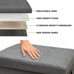ALASDO Storage Ottoman Footrest Stool Small Ottoman with Storage Foldable Ottomans Foot Rest Footstool Bench for Living Room 17x13x13inches Grey