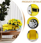 Sunflower Metal Truck with Artificial Flower Vintage Farm Pickup Farmhouse Tabletop Tiered Tray Decor, Rustic Farmhouse Decor for Table Top Decor Home Kitchen(Yellow)