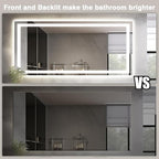 Large 84"x40" Light up Bathroom Mirror with Front Lit and Backlit, Anti-Fog Vanity Mirror with Lights, Stepless Dimmable Lighted Mirror, 3 Colors Smart Mirror (Horizontal/Vertical)