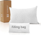 Memory Foam Pillows for Sleeping Adjustable Bamboo Blend Breathable Bed Pillow for Side, Back, and Stomach Sleepers Washable Pillow Cover Dream Cloud Queen Size 18X28 in