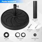 Giantex 40 lbs Patio Umbrella Base, 21.5" Round Market Umbrella Stand for 1.5''-1.9'' Umbrella Poles, Heavy Duty Resin Base with Metal Support Holder for Deck Garden Poolside (40 lbs)