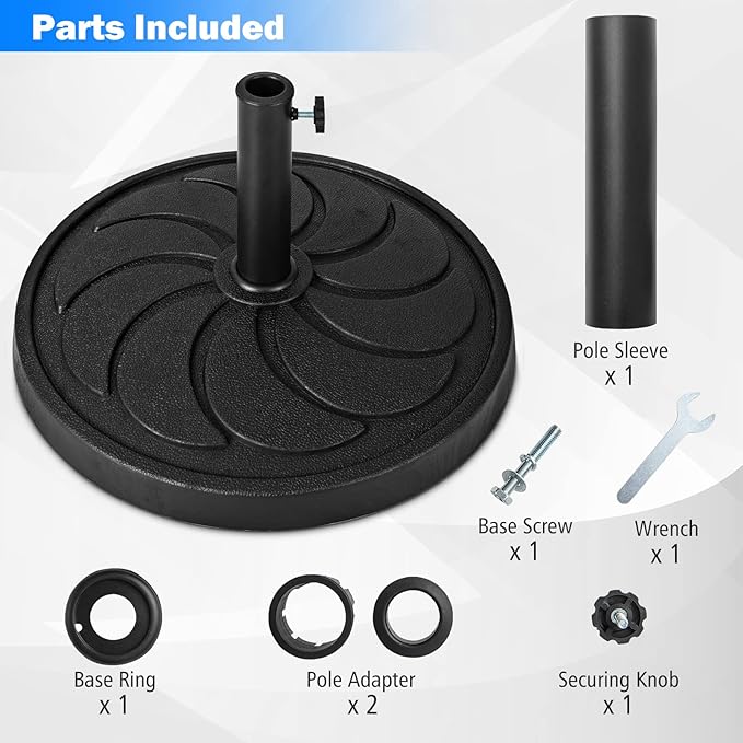 Tangkula Umbrella Base, 40 lbs Capacity Heavy-Duty Patio Outdoor Round Umbrella Stand for 9 ft Umbrella, Fit for 1.5-1.9 inches Table Market Offset Pool Umbrella, Weighted Umbrella Base