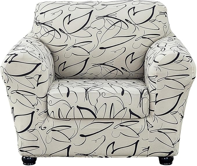 KRFOONN 2 Piece Chair Covers Printed Sofa Covers Couch Covers Washable Armchair Sofa Couch Slipcover Furniture Protector with Elastic Bottom for Living Room (Armchair, 58), Small
