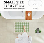Waffle Bath Mat, Boho Bathroom Rugs Non Slip Washable Absorbent Checkered Bathroom Mat Quick Dry Cute Bath Mat, 24"x16" Green and White
