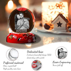 Personalized Christmas Crystal Ball with Light Customized Photo Snow Globe with Engraving Text Custom Ornaments Gifts for Family Couples Friends (Christmas Base)