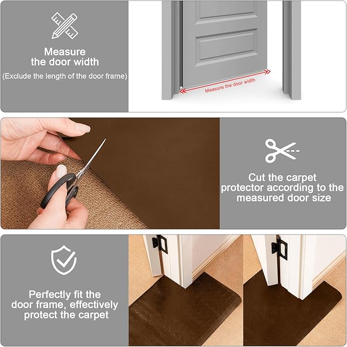 Uross Carpet Protector for Pets -3.6FT Brown Round Corner Plastic Carpet Protector, Under Door Cat Carpet Protector for Doorway, Anti Cat Scratch Carpet Protector Mat, Stop Cats from Scratching Carpet