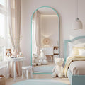 Antok Full Length Mirror, 58"x18" Floor Mirror, Arched Floor Standing Freestanding Arch Full Body Mirrors with Stand for Bedroom, Hanging Mounted for Living Room Cloakroom,Blue