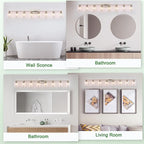 8-Light Brushed Nickel Vanity Light Fixtures,Modern Large Bathroom Light Fixtures Wiht Clear Glass ShadeRust and Moisture Resistant Easy to Install Vanity Lights for bathroom lights over mirror
