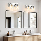 2 Light Modern Bathroom Light Fixtures Over Mirror, Chrome Vanity Lights for Bathroom Wall Sconces with Clear Glass Shades, E26 Socket (Bulbs Not Included)