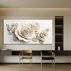 White Large Canvas Wall Art Living Room Prints Home Wall Decor Modern Canvas Art Wall Decor 39x78 Inches Large Flower Wall Art Elegant Painting Prints Picture For Bedroom Hotel Office Artwork