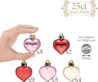 Valery Madelyn 25Pcs Valentine's Day Heart Shaped Ornaments Gift Pack, Christmas Craft Heart Decorations, Clear Transparent Red Pink Gold Christmas Baubles Hanging Party Wedding Decor
