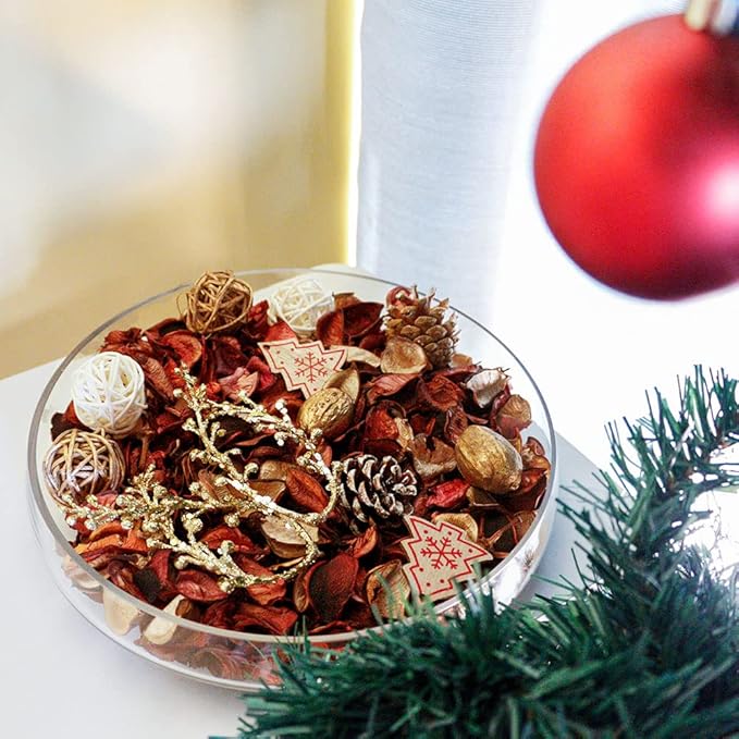 Qingbei Rina Christmas Potpourri Bags,Tea Scented Potpourri Bowl Filler Dried Flower, Home Fragrance Sachet, Winter Holiday Decorative Vase Decor,8.4 oz,Gold
