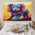 VUMIVI Colorful Cute Dog Tapestry Rainbow-Hued Oil Painting Pet-Themed Abstract Art Print Tapestry Wall Hanging for Living Room Bedroom Dorm Classroom Aesthetic Decor W90xL60in