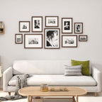 Egofine 6x8 Picture Frames Set of 4, Made of Solid Wood Covered by Plexiglass 4x6 and 5x7 with Mat or 6x8 without Mat, for Table Top Display and Wall Mounting Photo Frame Brown