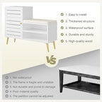 VECELO Shoe Storage Bench with Door&Shelf, Entryway Bench with Seat Cushion, for Hallway, Bedroom, Living Room, L-Shaped, White