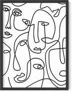 Y2K BOO Abstract Face Pattern UNFRAMED Wall Art Collage of Modern Faces Continuous Line Drawing 12x16 Inch Heavyweight Paper Studio Home Decor