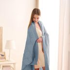 CozeCube Check Knit Throw Blanket, Dusty Blue Checkered Throw for Couch, Decorative Christmas Soft Cozy Warm Knitted Blanket for Bed Sofa Living Room, 60"X80"