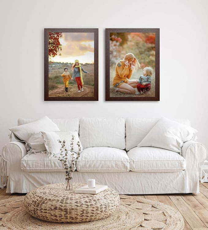 KTKDE A3 Poster Frame Set of 3,Picture Frame Walnut Wooden -11.7x16.5in - Photo Frame,Certificate Frame with Plexiglass for Wall Mount or Table Top Display