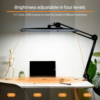 Task Lamp with Clamp, Bright 117PCS LEDs, Metal Swing Arm 24W 2200 Lumen Dimmable Led Desk Lamp for Architect Home Office Study Reading Dorm Workbench Craft, 23 Inch Working Lamp(Black)