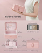 SONGMICS Jewelry Organizer Box, Travel Jewelry Case, 2-Layer Travel Case for Earrings, Necklaces, Bracelets - Portable Jewelry Storage with Large Capacity, Gift Idea, Jelly Pink UJBC166R01