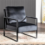 Container Furniture Classic Mid Century Modern Accent Chair with Durable Square Metal Frame, Armchair for Living Room, Bedroom, Home Office in Plush Velvet Upholstery, Black