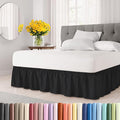 Wrap Around Dust Ruffle Bed Skirt - Black - for Queen Size Beds with 12 Inch Drop - Easy Fit Elastic Strap - Adjustable Pleated Bedskirt w/Brushed Fabric - Wrinkle Free - for Women, Men, Kids & Teens