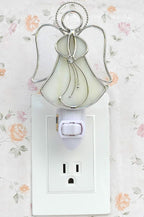 Stained Glass Angel Night Light Decorative Accent Lite Wall Plug in Nightlight for Hallway Bedroom Bathroom Kitchen Nature Themed Home Décor