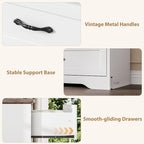 GAOMON Farmhouse 6 Double Drawers Dresser for Bedroom, 47.2''Wide Chest of Drawer, Wooden Horizontal Dresser with Metal Handle and Stable Base, Modern Cabinet for Bedroom, Living Room, White and Brown