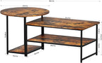 WOHOMO Coffee Table, Mid Century Modern Coffee Table for Living Room Rustic Farmhouse Center Table 2 in 1 Detachable Nesting Table Set, Brown