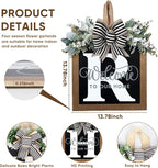 Ultra Large 14'' Last Name All Year Round Front Door Wreath with 26 Initial Letter Welcome Sign All Seasons Eucalyptus Garland and Bow Wreaths for Front Door Porch Farmhouse Decoration (R)