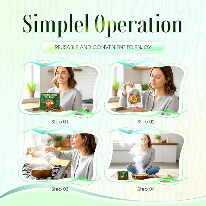 Intention Simmer Pot Blends, Reiki-Infused Simmer Pot Mix for Stove Potpourri, for Home Fragrance, Manifestation, and Energy Cleansing, Unique Mindfulness & Spiritual Gift Idea (6 PCS)