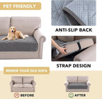 H.VERSAILTEX Couch Cover Chenille Pet Fuzzy Sofa Covers for 2 Cushion Couch Anti Slip Washable Sofa Slipcovers with Strap Soft Couch Protector Cover for Dogs Cats Kids(36" x 63", Light Grey)