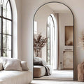Arched Full Length Mirror, Floor Mirror with Stand, 90"x46" Large, Oversize Mirror, Black