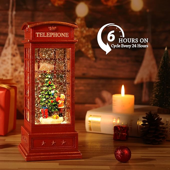 Christmas Snow Globe Lantern,Christmass Lantern with 8 Christmas Theme Music,Christma Snow Globe Gifts Water Glittering Swirling Christma Home Decoration (Christmas Child)