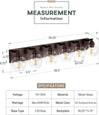 Oil Rubbed Bronze Bathroom Light Fixtures, 6-Light Bathroom Vanity Lights Over Mirror with Globe Clear Glass Shade, 38 Inch Modern Sconces Wall Lighting, VL195-ORB-6