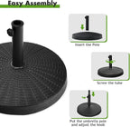 Giantex 49 lbs Patio Umbrella Stand, 20.5 Inch Round Umbrella Base for 1.5'' or 1.9'' Diameter Pole, Outdoor Umbrella Holder for Poolside, Backyard, Garden, Market, Imitated Rattan Style, Black