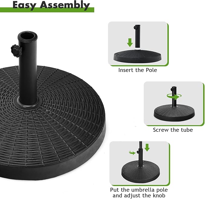 Giantex 49 lbs Patio Umbrella Stand, 20.5 Inch Round Umbrella Base for 1.5'' or 1.9'' Diameter Pole, Outdoor Umbrella Holder for Poolside, Backyard, Garden, Market, Imitated Rattan Style, Black
