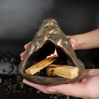 Black Gold Palo Santo Incense Burner-Unique Zongzi-Shaped Clay Smudge Bowl for Sage,Copal, and Stick Incense-Mini Chiminea for Zen Meditation,Yoga,Altar,Aromatherapy & Energy Cleansing Decor