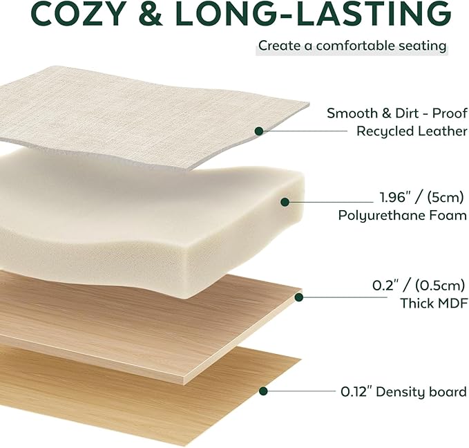 17.7" Ottoman with Storage, Square Storage Ottoman for Dorm, Linen Ottomans with Legs for Living Room, Bedroom, Beige